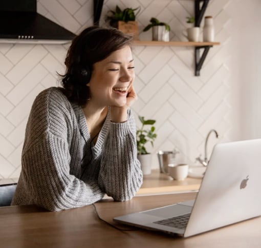 a woman video chatting