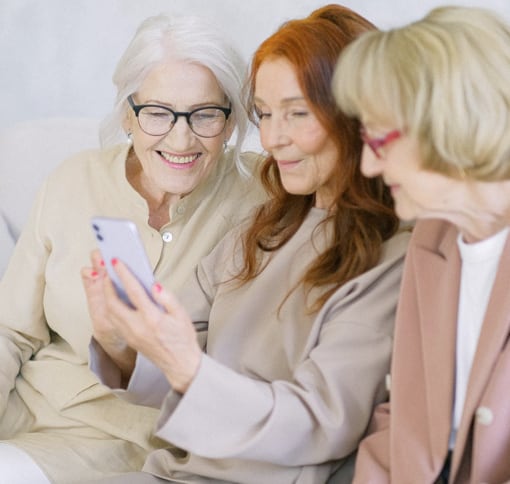 three women on a video call